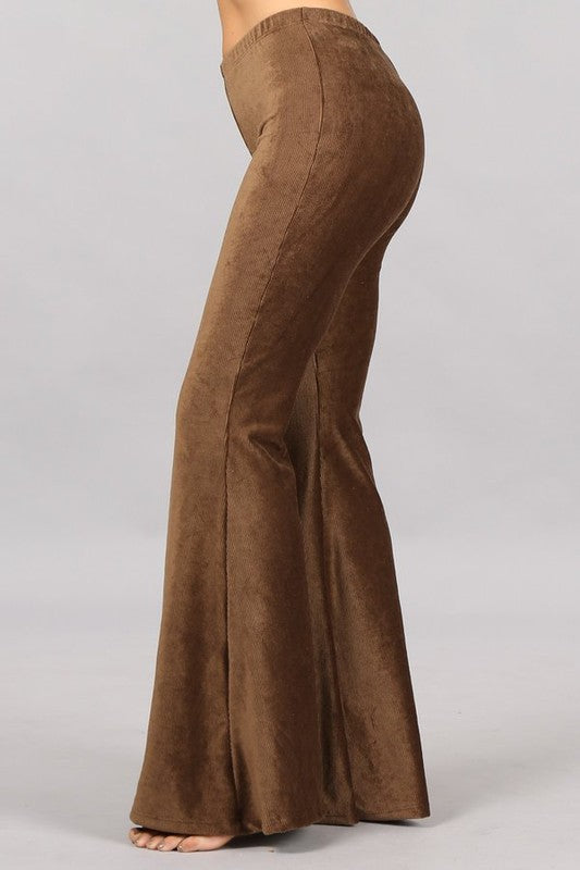 Modern Must Have | Luxe Brown Velvet Bell Bottoms - Four Hanger Boutique
