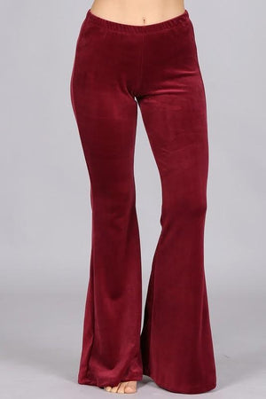 Modern Must Have | Luxe Maroon Velvet Bell Bottoms