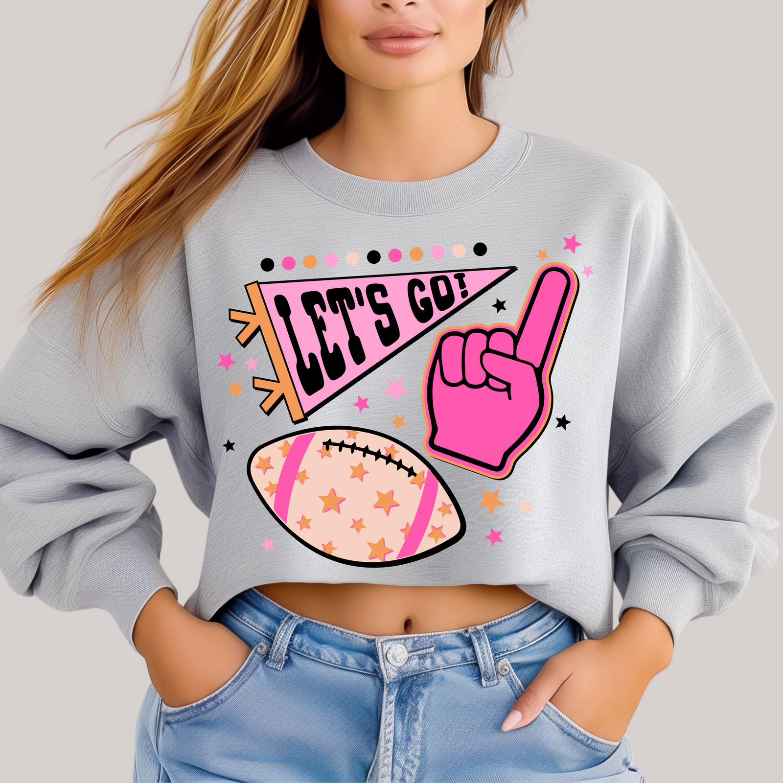 Let's Go Pennant in Grey Sweatshirt