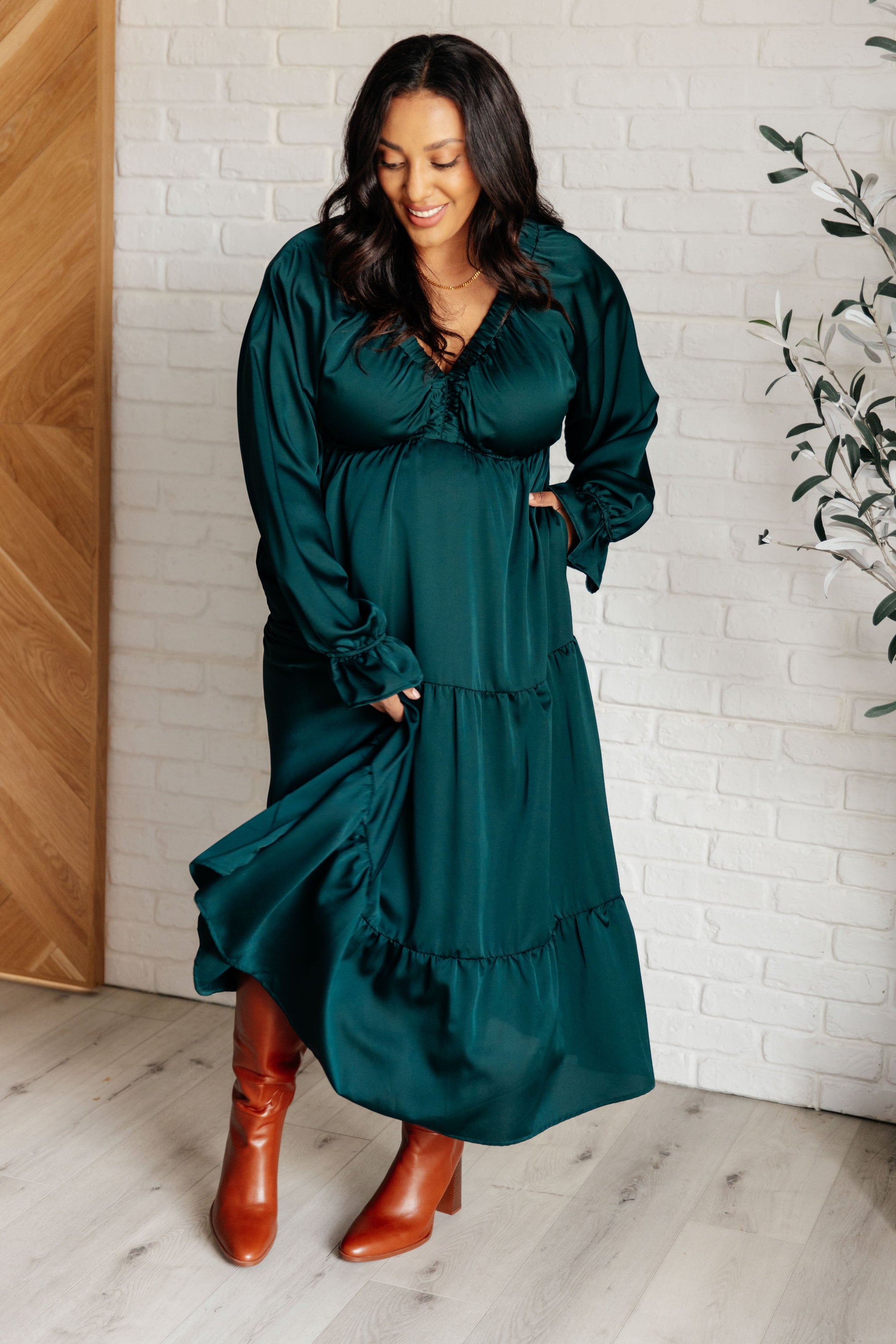 Makes Me Want to Skip Tiered Dress in Hunter Green - Four Hanger Boutique Makes Me Want to Skip Tiered Dress in Hunter Green - Four Hanger Boutique