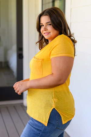 Melange Burnout V-Neck T-Shirt in Yellow Gold