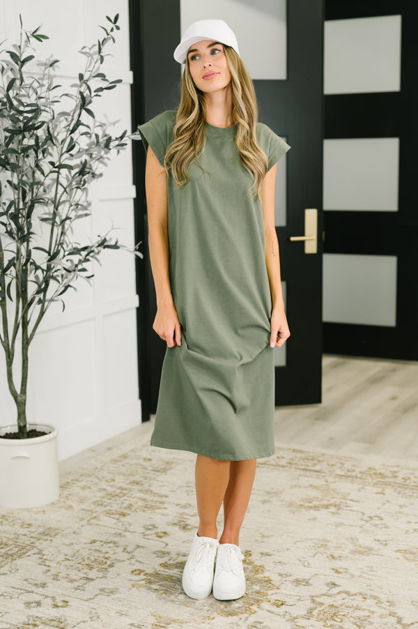 Sweet Like That Casual Dress in Light Olive Small
