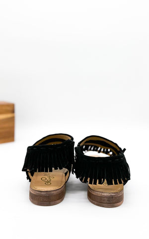 Fringe Star Sandal in Black