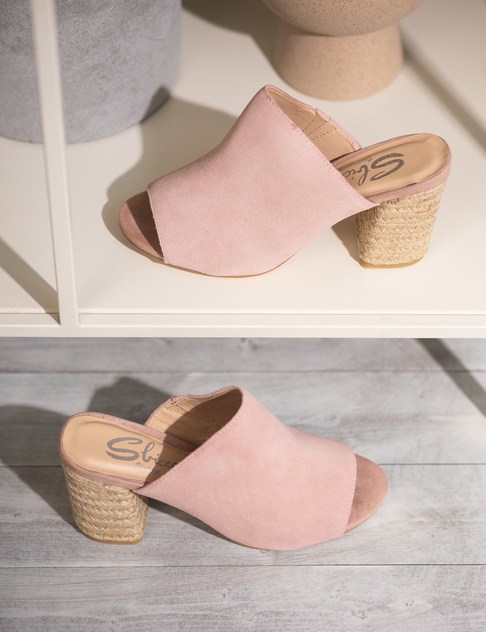 Helena Heeled Sandal in Blush Suede