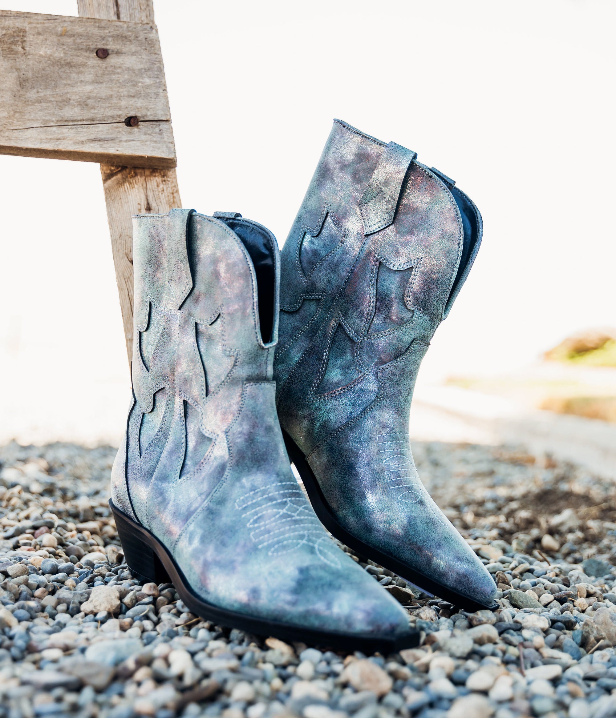 Jersey Metallic Boot in Rustic Blue