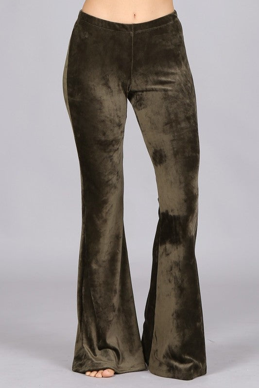 Modern Must Have | Olive Velvet Bell Bottoms - Four Hanger Boutique