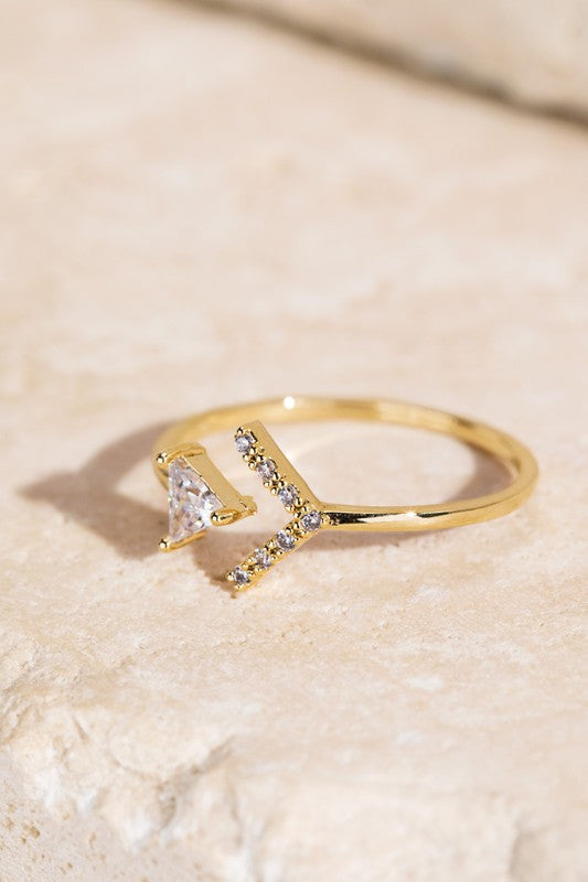arrow ring, triangle diamond ring, triangle ring, triangle shaped ring
