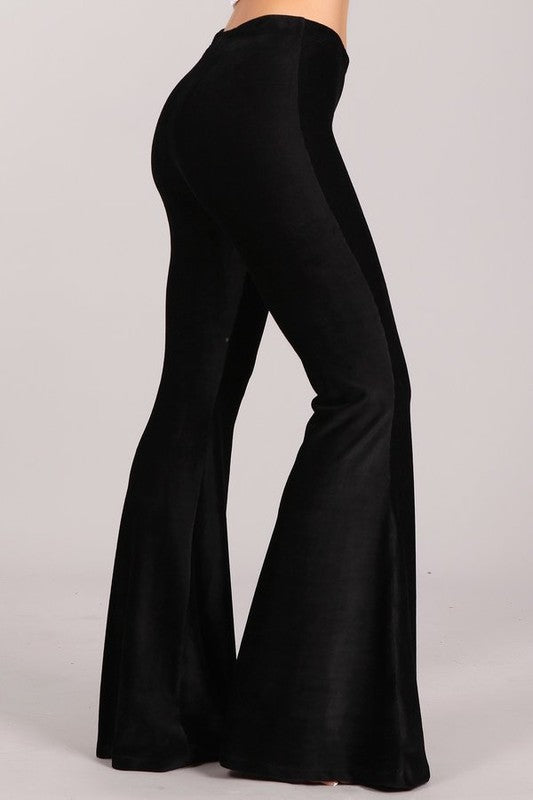 Modern Must Have | Black Velvet Bell Bottoms - Four Hanger Boutique