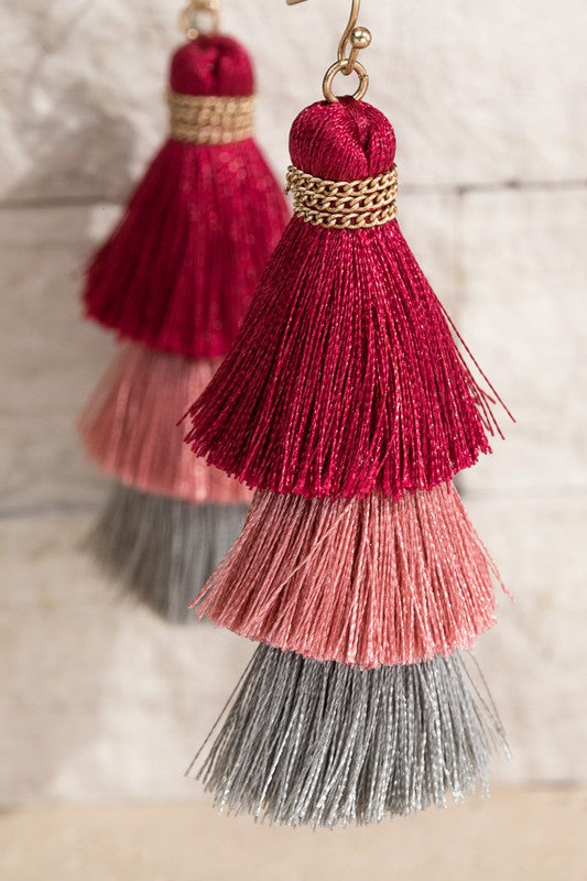 Triple Tier Tassel Earrings