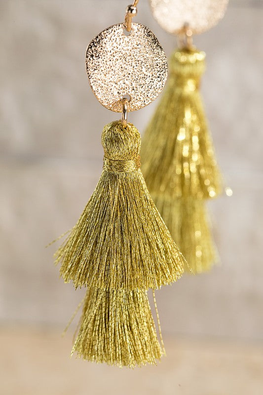 Gold Double Layered Tassel Earrings