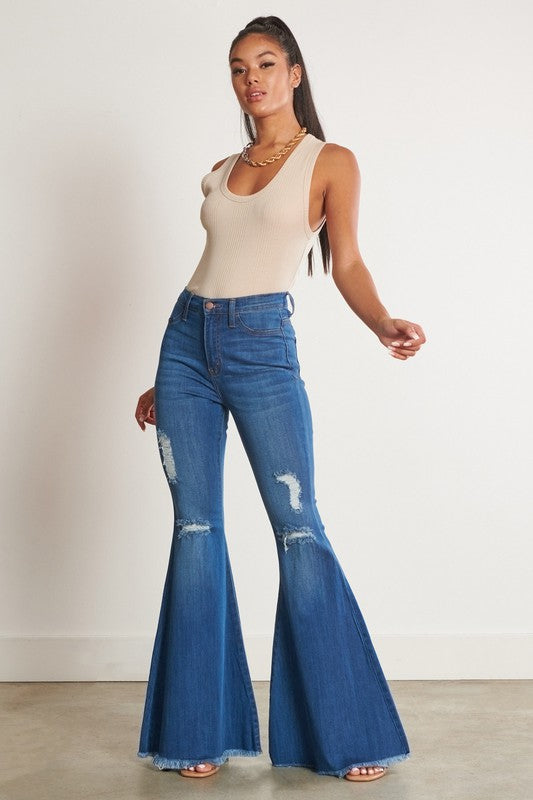 denim flare pants