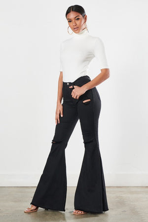 Laura Black Bell Bottom Jeans