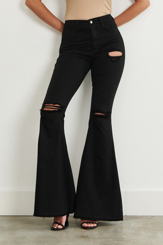 black flare jeans