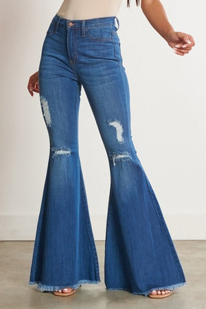 distressed women's bell bottoms