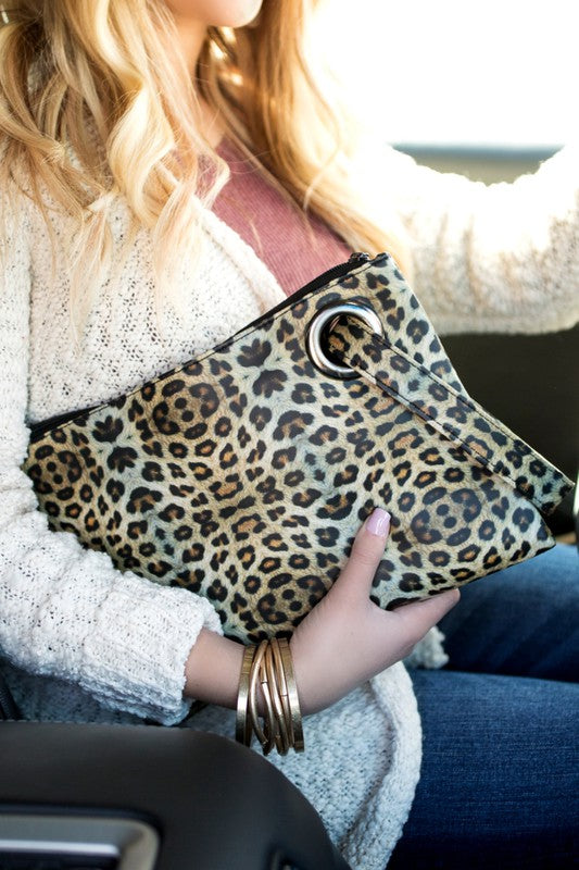 Danielle Leopard Wristlet Bag