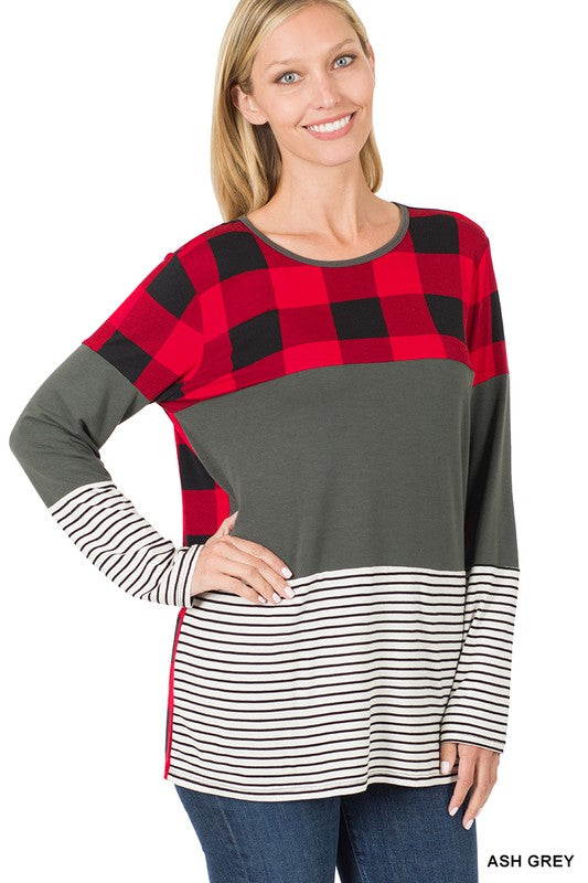 Plaid Long Sleeve Top