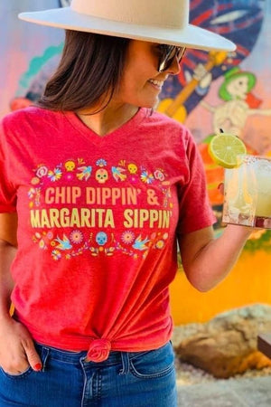 Chip Dip Margarita Red Graphic Tee