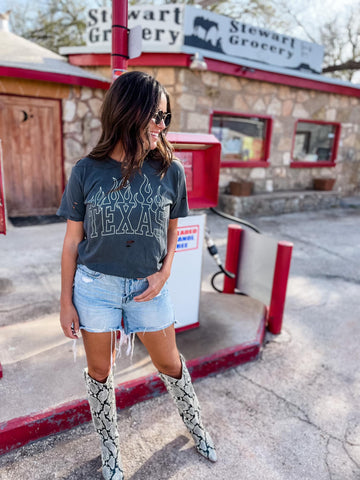 Texas Flame Distressed Graphic Tee
