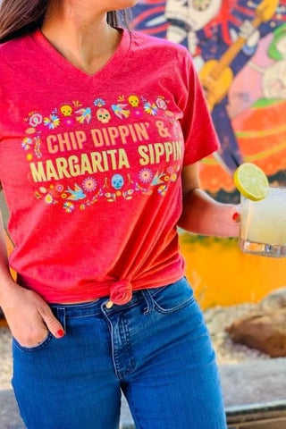 Chip Dip Margarita Red Graphic Tee