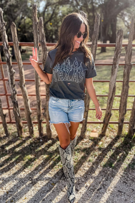 Texas Flame Distressed Graphic Tee