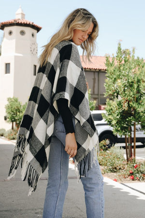 Classic Tassel Buffalo Check Poncho