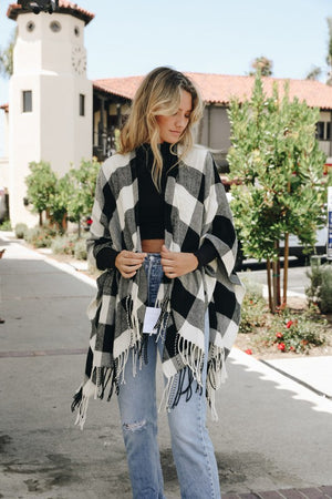 Classic Tassel Buffalo Check Poncho