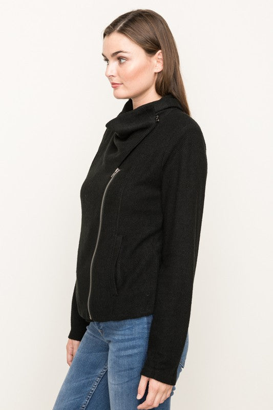 Asymmetrical Black Zipper Jacket