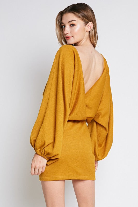 Open Back Long Sleeve Dress