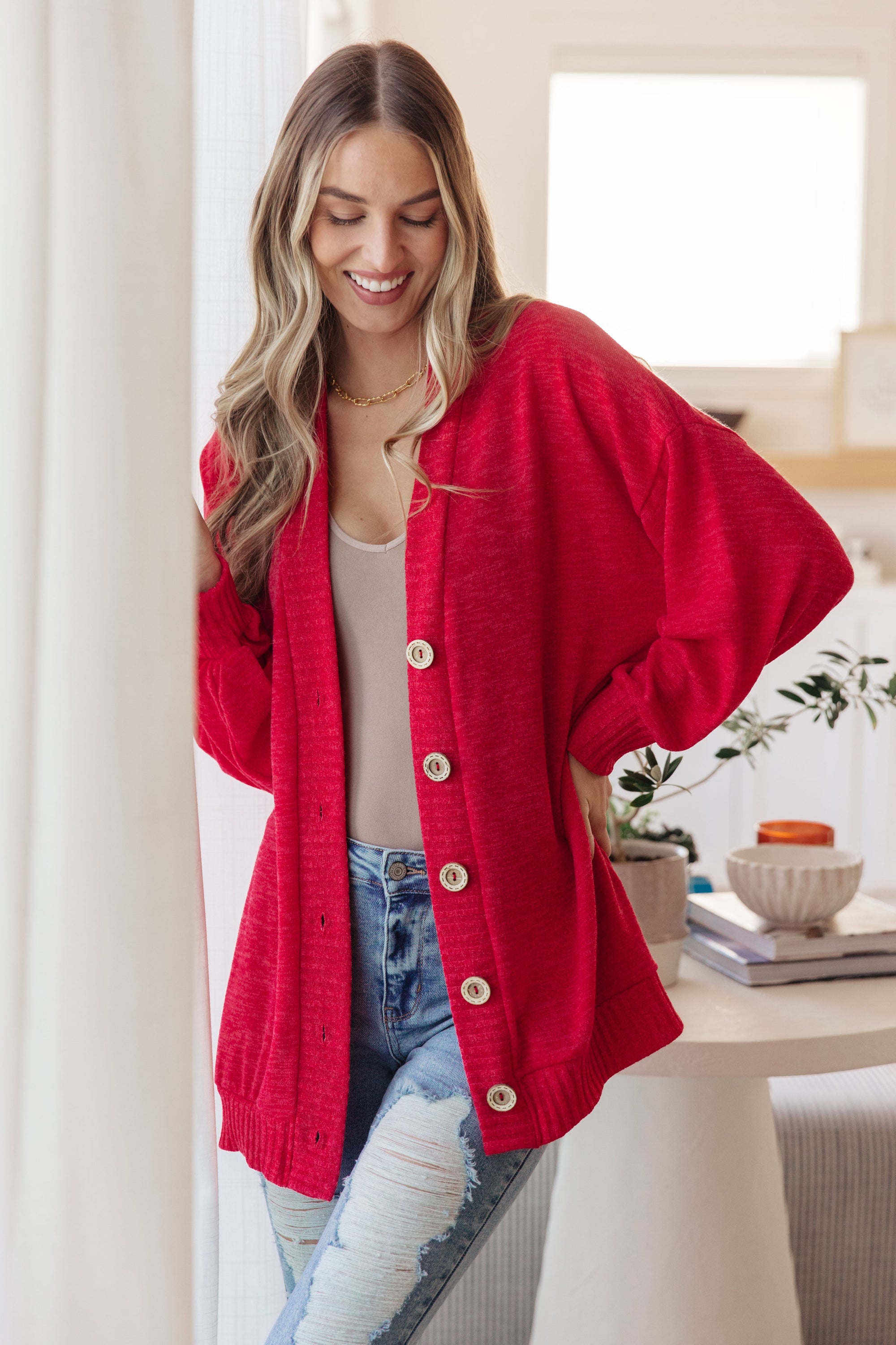 Be My Neighbor Red Cardigan