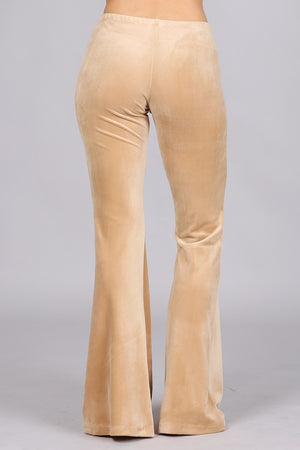 Modern Must Have | Luxe Beige Velvet Bell Bottoms