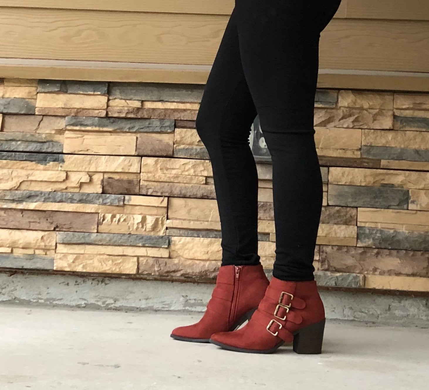 Red Boots, Red ankle boots, low heel booties