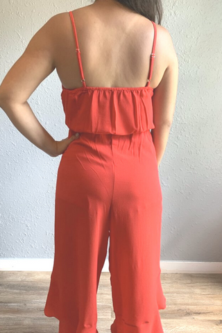 Stay In Style Cami Red Jumpsuit
