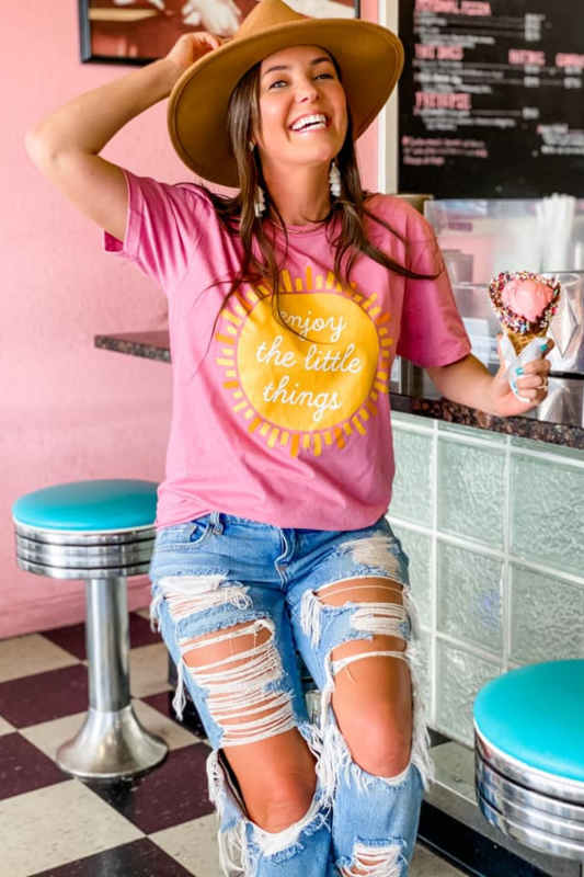 pink graphic tees