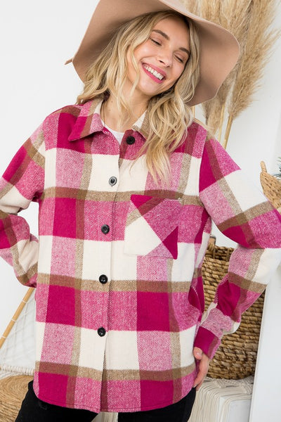 Choose Your Vibe Pink Plaid Shacket