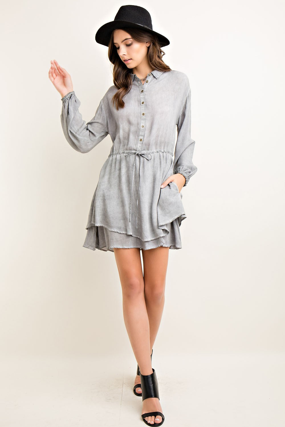 Perfect Grey Drawstring Dress