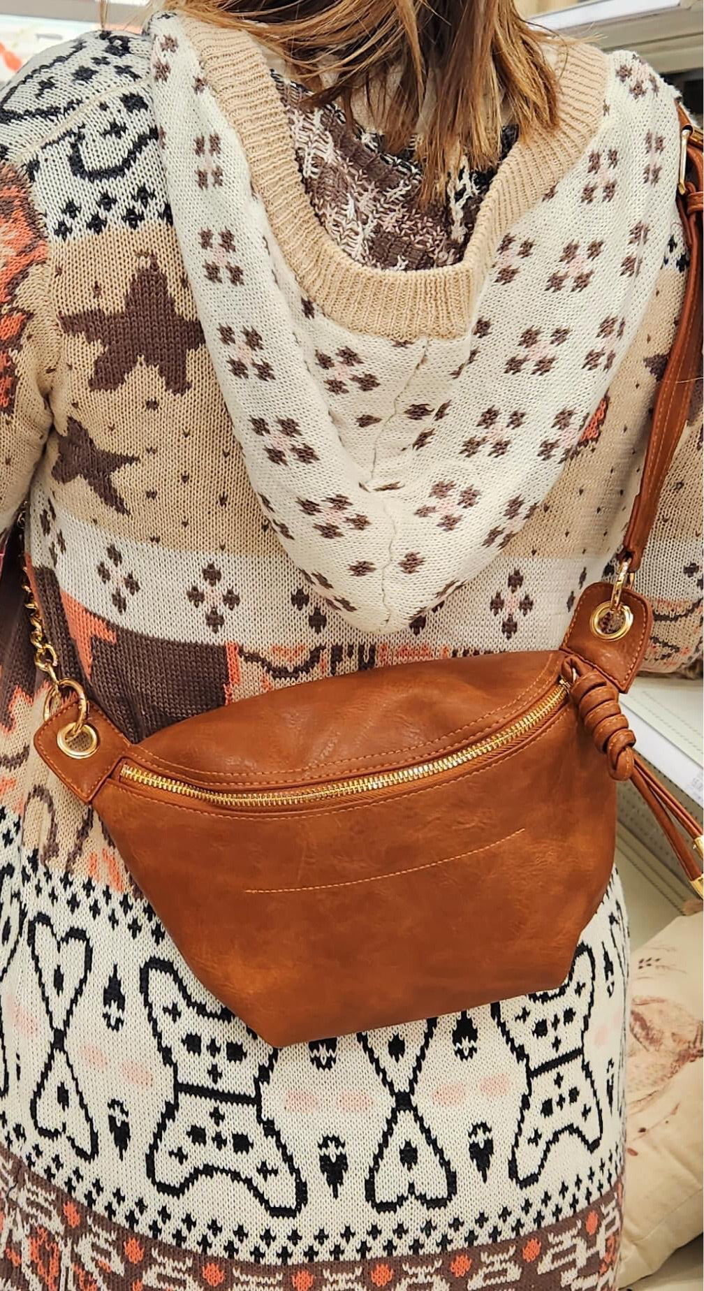 leather black fanny pack for women