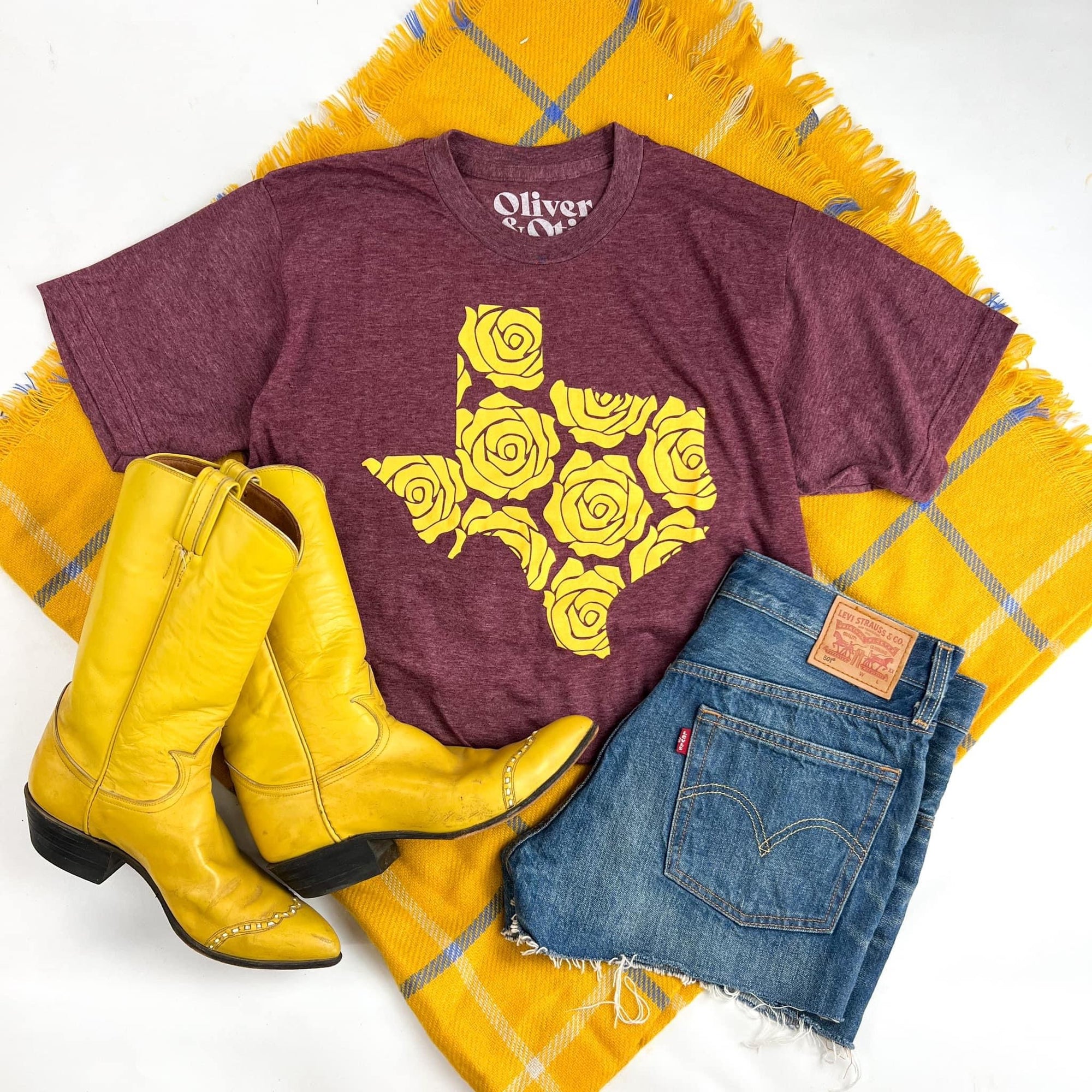 Sunny Yellow Rose Texas Graphic Tee