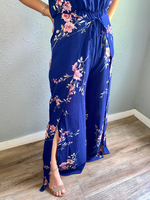 Royal Blue Floral Jumpsuit